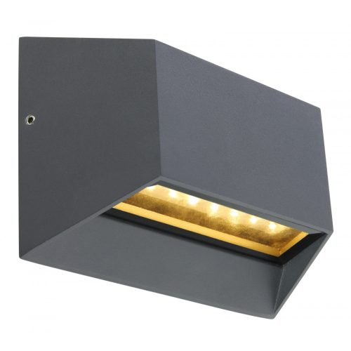 HONNA Kültéri falikar alumínium antracit szín, opál műanyag búrával. IP54, SzxM:148x100, AL:56, tartozék: 1xLED 7W, 400lm, 230V, 3000K