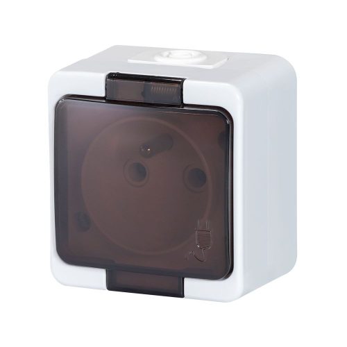 Single splash-proof socket with flap  s/m 2p+Z 16A, 250V IP44 (NT-16SL)