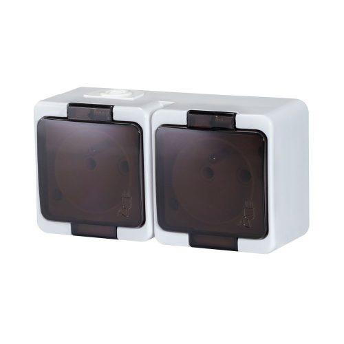 Double splash-proof socket with smoked flap s/m 2p+Z 16A, 250V IP44 (NT-6SL)