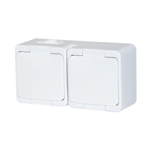 Double splash-proof socket with flap in product color s/m 2p+Z 16A, 250V, SCHUKO IP44 (NT-7S)