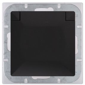   PERLA földelt csatlakozó aljzat 1-es csapfedeles SCHUKO - matt fekete (PT-17PH)