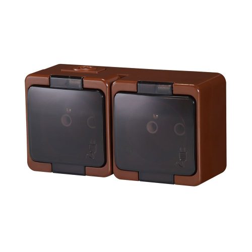 Double splash-proof socket with smoked flap s/m 2p+Z 16A, 250V IP44 (NT-6SL)