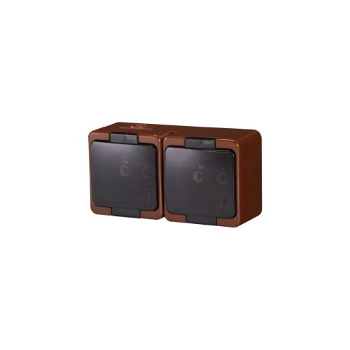 Double splash-proof socket with smoked flap s/m 2p+Z 16A, 250V, SCHUKO IP44 (NT-7SL)