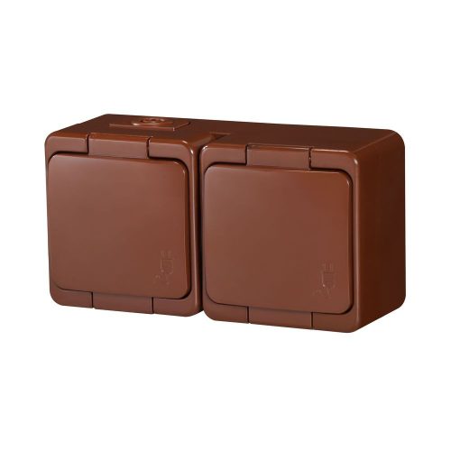 Double splash-proof socket with flap in product color s/m 2p+Z 16A, 250V, SCHUKO IP44 (NT-7S)