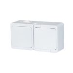 Single splash-proof socket with flap in product color s/m 2p+Z 16A, 250V SCHUKO IP44 + Single-pole switch s/m 10A, 250V IP44 (GWN-17S)