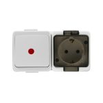 Single splash-proof socket with smoked flap s/m 2p+Z 16A, 250V SCHUKO IP44 + Single-pole switch s/m 10A, 250V IP44, podświetlany (GWN-17SL/S)