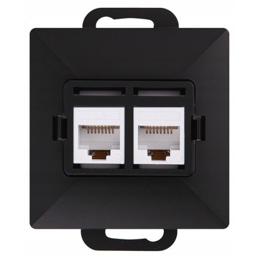 Dupla számítógépes aljzat 1xRJ45, kat. 5e, 8 érintkező - fekete matt (RJ45 - 5CAT/P2 N)