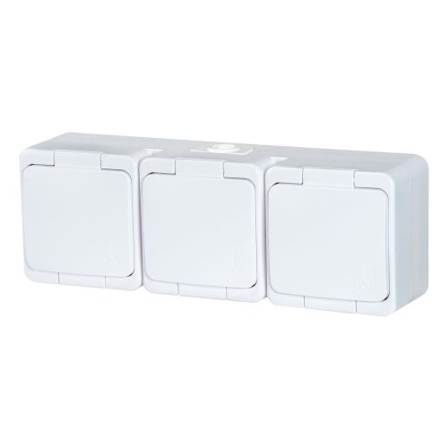 Triple splash-proof socket with flap in product color s/m 3p+Z 16A, 250V IP44 (NT-316)