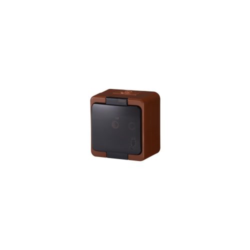 Single splash-proof socket with smoked flap s/m 2p+Z 16A, 250V, SCHUKO IP44 (NT-17SL)