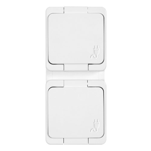 Double splash-proof socket with flap in product color s/m 2p+Z 16A, 250V IP44, vertical (NT-6S/P)