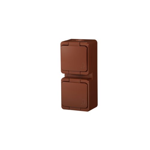 Double splash-proof socket with flap in product color s/m 2p+Z 16A, 250V IP44, vertical (NT-6S/P)