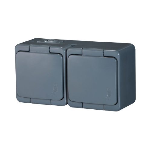Double splash-proof socket with flap in product color s/m 2p+Z 16A, 250V IP44 (NT-6S)