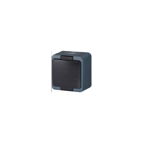 Single splash-proof socket with smoked flap s/m 2p+Z 16A, 250V, SCHUKO IP44 (NT-17SL)