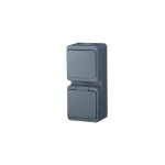 Single splash-proof socket with flap in product color s/m 2p+Z 16A, 250V IP44 + Single-pole switch s/m 10A, 250V IP44, vertical (GWN-S/P)
