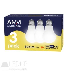 LED 3xE27 A60 8,5W 806lm WW 3-PACK