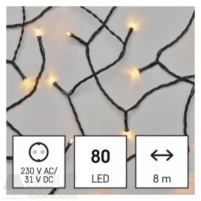 LED karácsonyi fényfüzér, 8 m, kültéri és beltéri, vintage, időzítő   LED karácsonyi fényfüzér, 8 m, kültéri és beltéri, vintage, időzítő