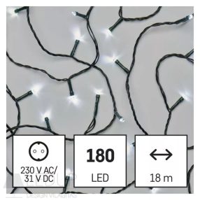 LED karácsonyi fényfüzér, 18 m, kültéri és beltéri, hideg fehér, időzítő   LED karácsonyi fényfüzér, 18 m, kültéri és beltéri, hideg fehér, időzítő
