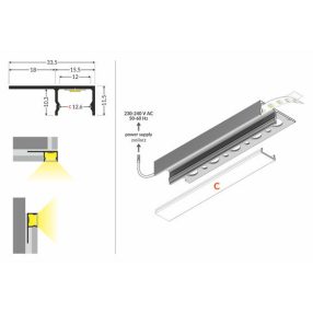 UNI-TILE12 PLUS 180fok  csempe LED profil 2000m