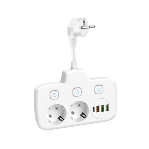 Extension cord KOBI LINEA PRO FL 2 sockets+3USB/1USB-C/0,2m white Kobi