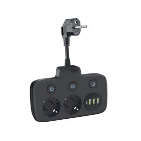 Extension cord KOBI LINEA PRO FL 2 sockets+3USB/1USB-C/0,2m black Kobi   Extension cord KOBI LINEA PRO FL 2 sockets+3USB/1USB-C/0,2m black Kobi