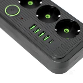 Extension cord KOBI LINEA PRO 3 sockets+4USB/1USB-C/1,5m/Zu+W black Kobi   Extension cord KOBI LINEA PRO 3 sockets+4USB/1USB-C/1,5m/Zu+W black Kobi