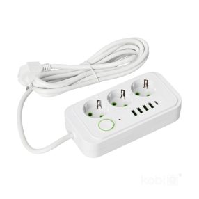 Extension cord KOBI LINEA PRO 3 sockets+4USB/1USB-C/3m/Zu+W white Kobi   Extension cord KOBI LINEA PRO 3 sockets+4USB/1USB-C/3m/Zu+W white Kobi