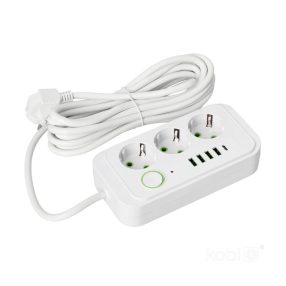 Extension cord KOBI LINEA PRO 3 sockets+4USB/1USB-C/5m/Zu+W white Kobi   Extension cord KOBI LINEA PRO 3 sockets+4USB/1USB-C/5m/Zu+W white Kobi