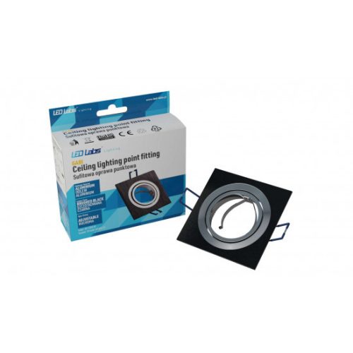 Ceiling lighting point fitting GABI square adjustable black brushed