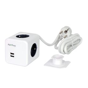 AURA line CUBE adapter 4 socket 2xUSB 1,5m AURA line CUBE adapter 4 socket 2xUSB 1,5m