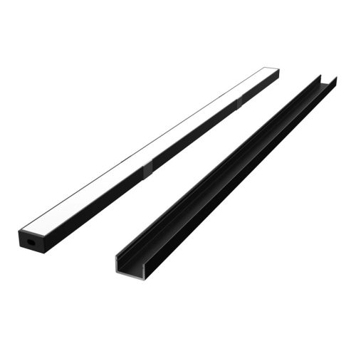 LED line PRIME felületre szerelhető LED profil szett fekete - opál fedlappal, rögzítőkkel és végzárókkal