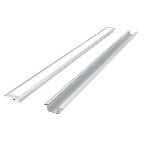 LED line PRIME süllyeszthető LED profil szett ezüst - opál fedlappal, rögzítőkkel és végzárókkal