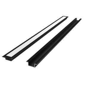 LED line PRIME süllyeszthető LED profil szett fekete - opál fedlappal, rögzítőkkel és végzárókkal   LED line PRIME süllyeszthető LED profil szett fekete - opál fedlappal, rögzítőkkel és végzárókkal