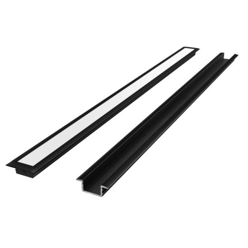 LED line PRIME süllyeszthető LED profil szett fekete - opál fedlappal, rögzítőkkel és végzárókkal