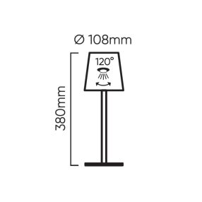   LEDline Asztali lámpa TAZA 3,5W 400lm CCT IP54 fekete 2x2000mAh