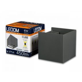 LEDline LEDOM Outdoor wall mounted luminaire LED 2x3W 3000K IP54 gray CUBE   LEDline LEDOM Outdoor wall mounted luminaire LED 2x3W 3000K IP54 gray CUBE