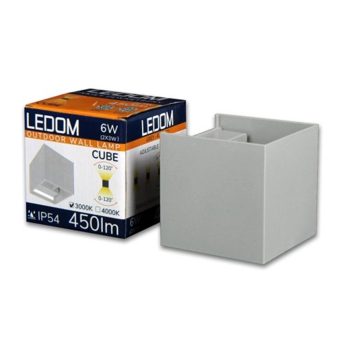 LEDline LEDOM Outdoor wall mounted luminaire LED 2x3W 4000K IP54 gray CUBE