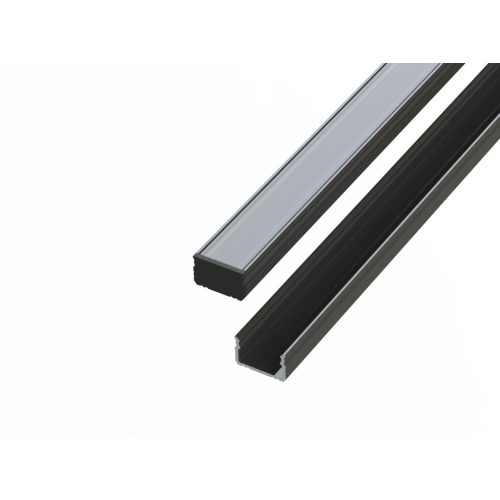 10 mm anodized aluminum profile, black anodized surface 2 meters + frosted cover