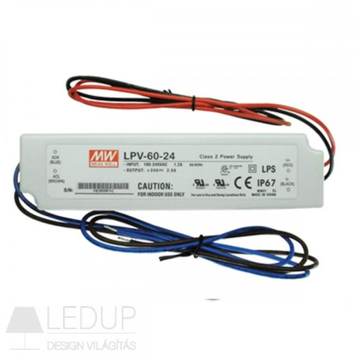 Mean Well LPV-60-24 60W 24V IP67 LED tápegység