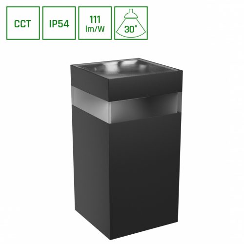 TORRE 9W 230V IP54 CCT 99x78x156 mm négyzetes fekete