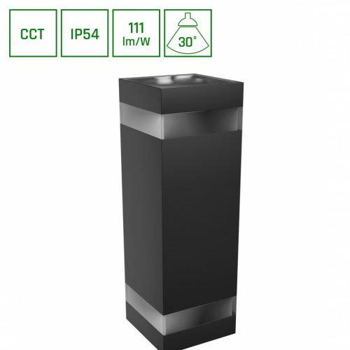 TORRE 18W 230V IP54 CCT 99x78x240 mm négyzetes fekete