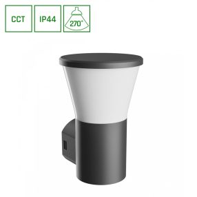 STELLA ROUND WALL GU10 6W CCT 230V 270DEG IP44 IK08 155X160X230MM BLACK ROUND FACADE LAMP   STELLA ROUND WALL GU10 6W CCT 230V 270DEG IP44 IK08 155X160X230MM BLACK ROUND FACADE LAMP