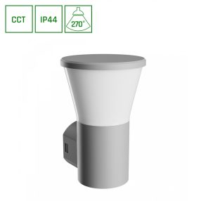 STELLA ROUND WALL GU10 6W CCT 230V 270DEG IP44 IK08 155X160X230MM GRAY ROUND FACADE LAMP   STELLA ROUND WALL GU10 6W CCT 230V 270DEG IP44 IK08 155X160X230MM GRAY ROUND FACADE LAMP