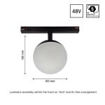 SYSTEM SHIFT - GLOBE, sphere track light 100x148mm 5W 165deg black 5y warranty 2 circuits