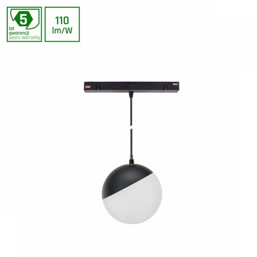 SYSTEM SHIFT - GLOBE P pendant sphere track light 100mm (850mm cable) 5W 165deg black 5y warr. 2 circuits