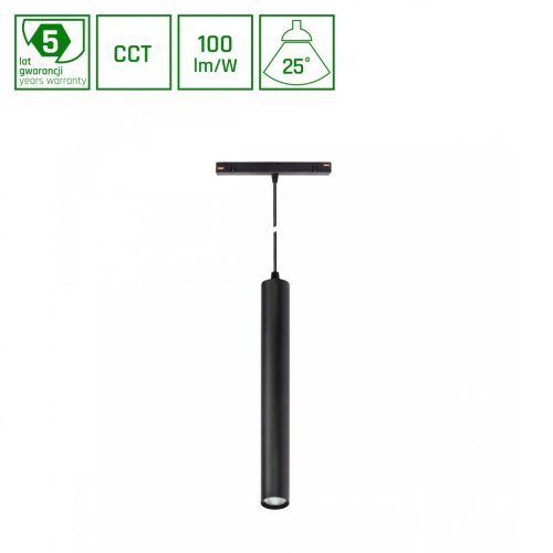 SYSTEM SHIFT CCT- HANGIT SUSPENDED TRACK LIGHT 40X297 (900MM CABLE) 12W 25DEG BLACK CCT SWITCH 5Y WARRANTY