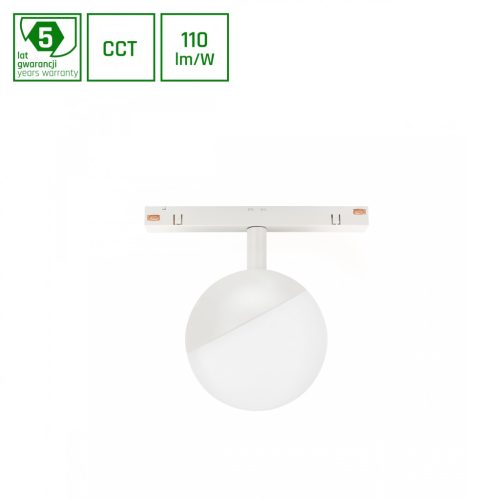 SYSTEM SHIFT CCT- GLOBE SPHERE TRACK LIGHT FI100X130MM 5W 165DEG WHITE CCT SWITCH 5Y WARRANTY