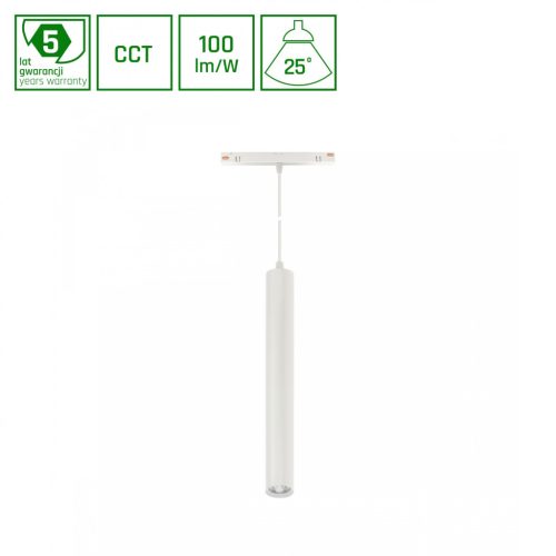 SYSTEM SHIFT CCT- HANGIT SUSPENDED TRACK LIGHT 40X297 (900MM CABLE) 12W 25DEG WHITE CCT SWITCH 5Y WARRANTY