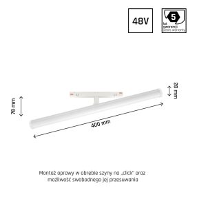 SYSTEM SHIFT - BEAM track light 28x400x75mm 12W 150deg white 5y warranty 2 circuits   SYSTEM SHIFT - BEAM track light 28x400x75mm 12W 150deg white 5y warranty 2 circuits