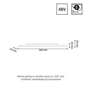   SYSTEM SHIFT - LINE S track light 304x23x42mm 8W 100deg white 5y warranty 2 circuits