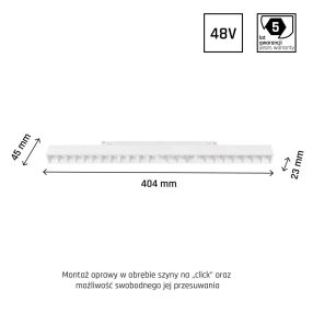 SYSTEM SHIFT - GRID L track light 404x23x42mm 22W 35deg white 5y warranty 2 circuits   SYSTEM SHIFT - GRID L track light 404x23x42mm 22W 35deg white 5y warranty 2 circuits
